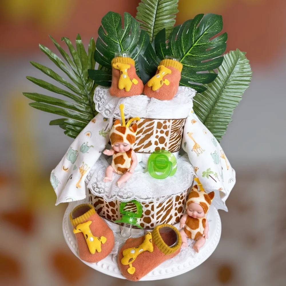Twins Safari Giraffe Diaper Cake, Safari themed